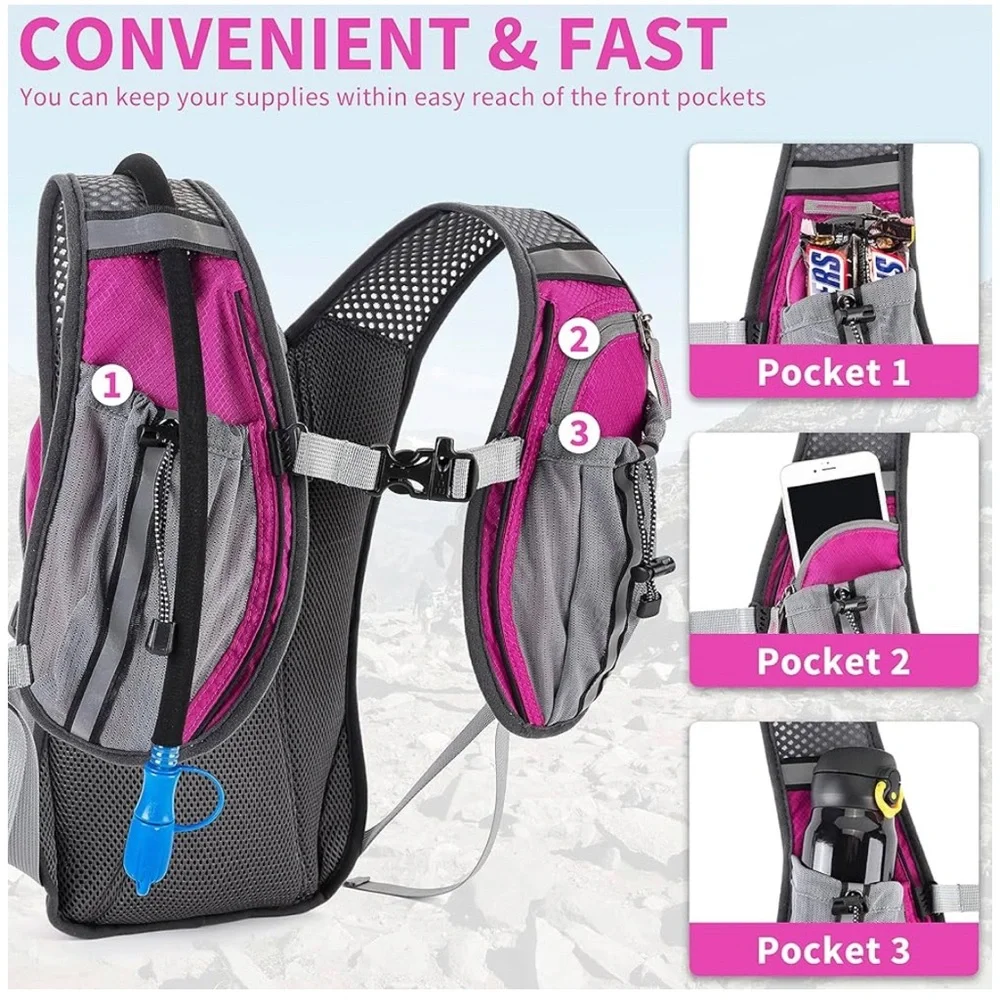 Magenta and Gray RUPUMPACK Backpack Hydration Vest - Picture 12 of 16